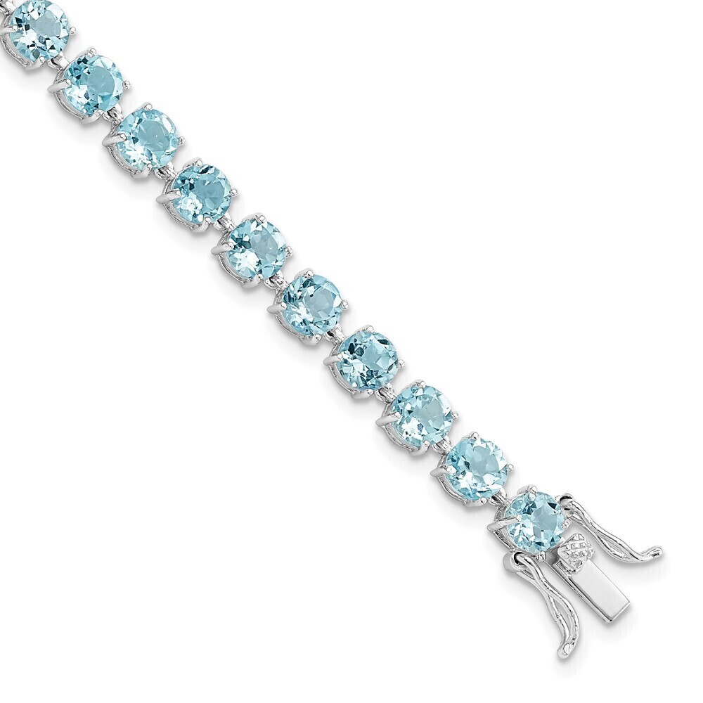Kazi Luxury Sterling Silver Rhodium-plated Polished 5mm Blue Topaz Bracelet
